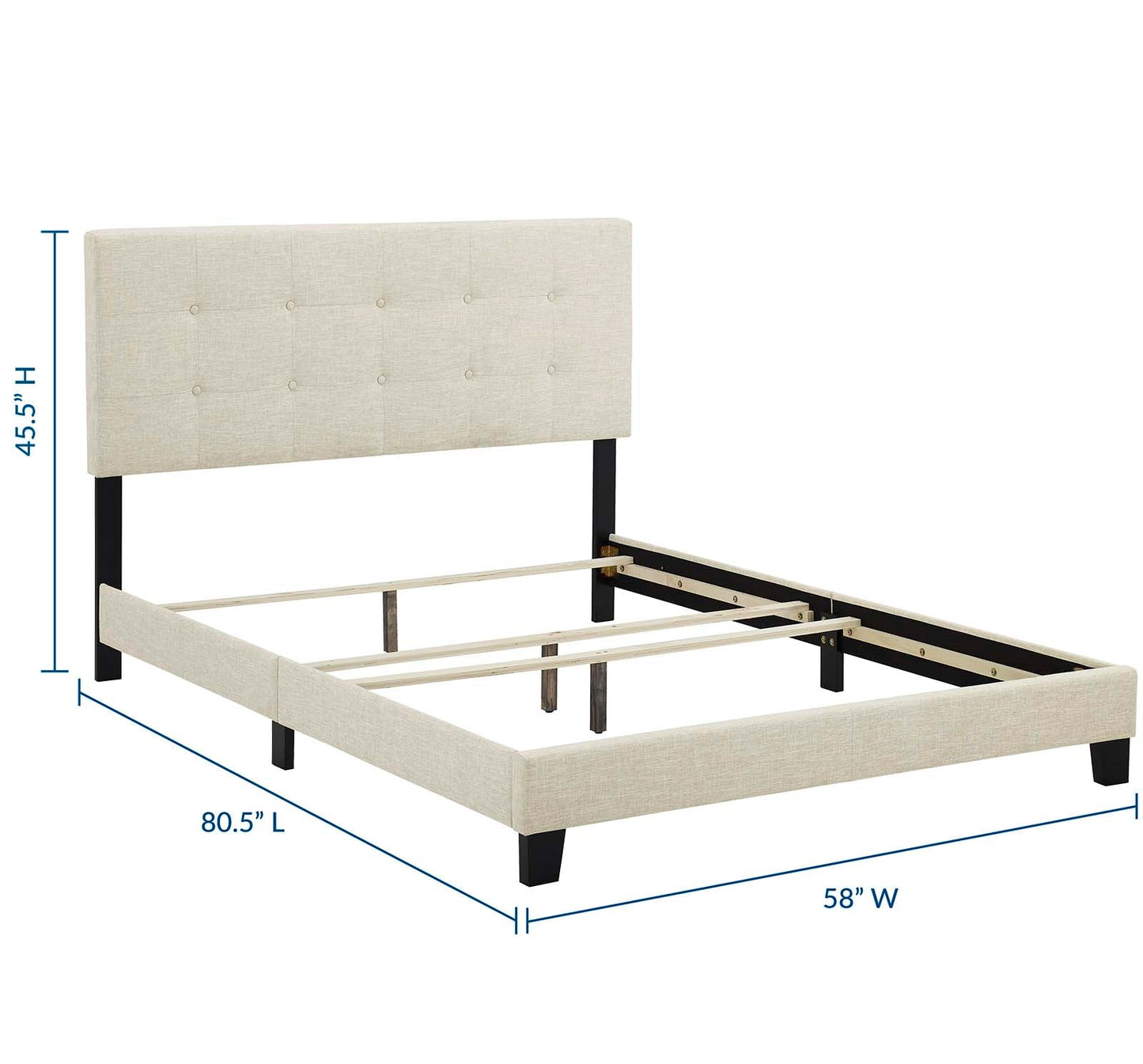 Amira Full Upholstered Fabric Bed Beige MOD-6000-BEI