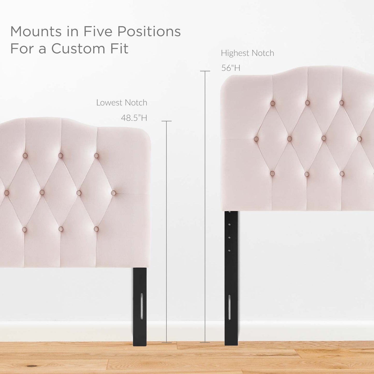 Annabel Twin Diamond Tufted Performance Velvet Headboard Pink MOD-6126-PNK