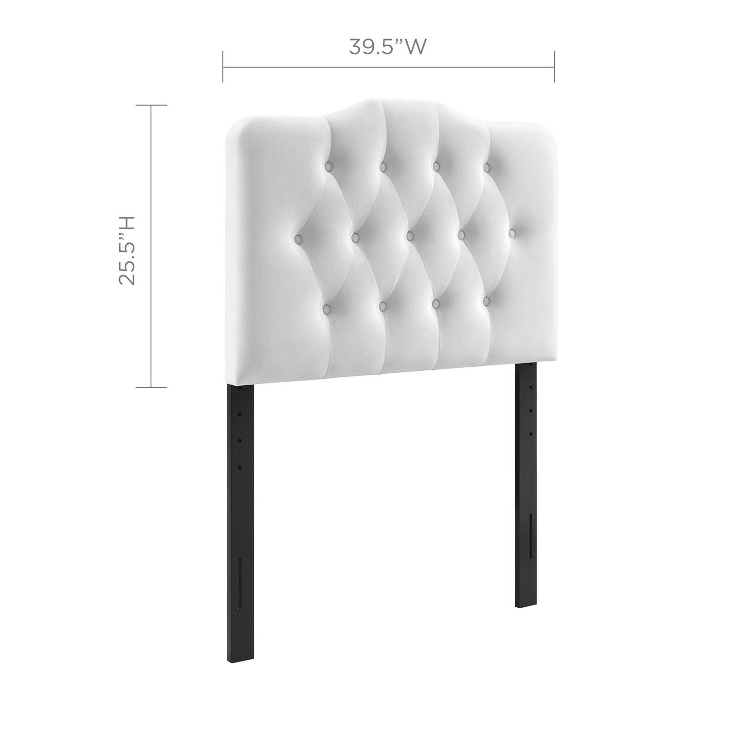 Annabel Twin Diamond Tufted Performance Velvet Headboard White MOD-6126-WHI