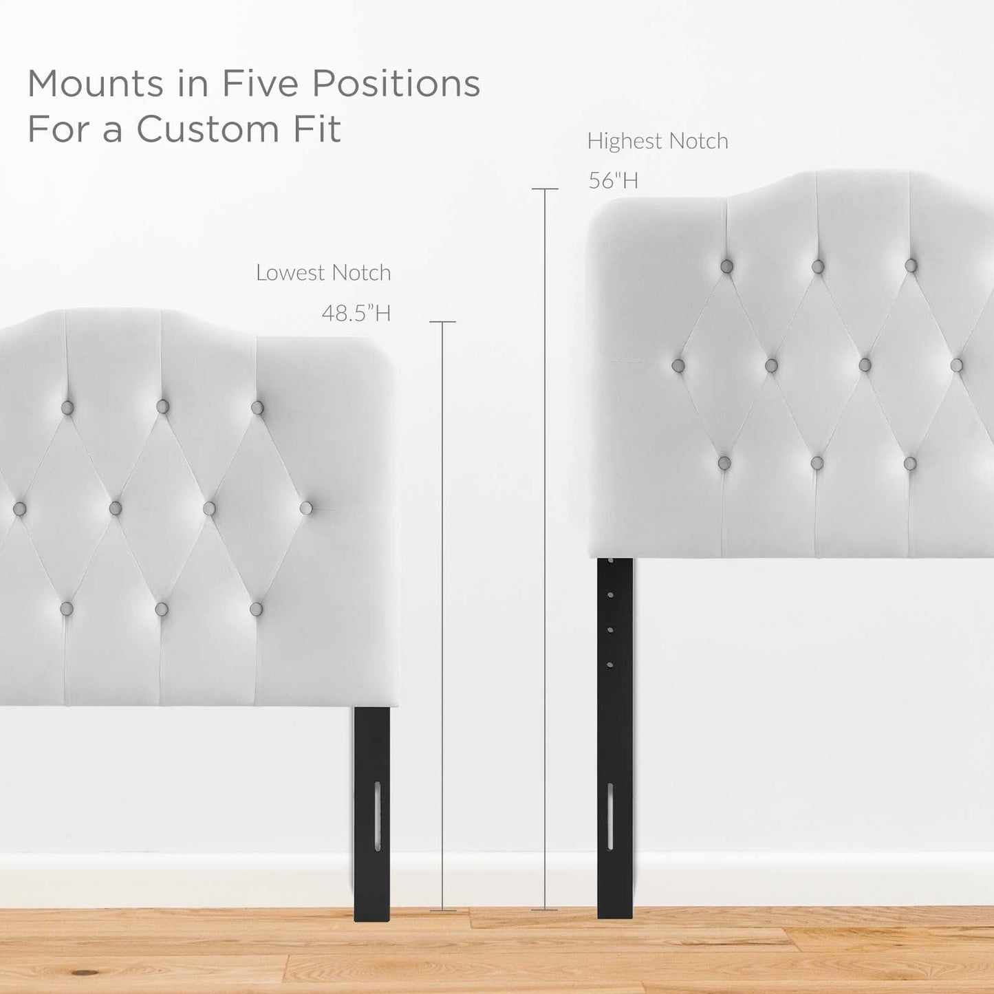 Annabel Twin Diamond Tufted Performance Velvet Headboard White MOD-6126-WHI