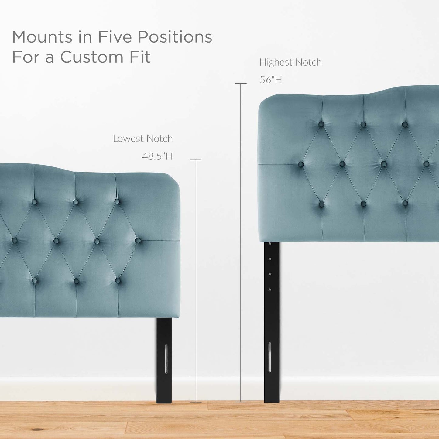 Annabel Queen Diamond Tufted Performance Velvet Headboard Light Blue MOD-6129-LBU