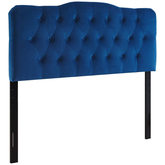 Annabel Queen Diamond Tufted Performance Velvet Headboard Navy MOD-6129-NAV