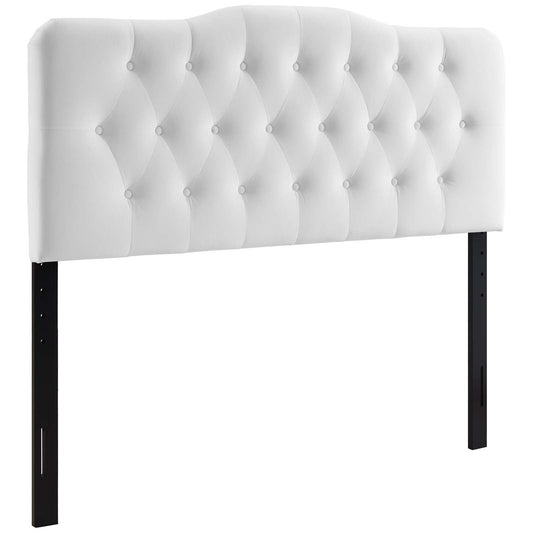 Annabel Queen Diamond Tufted Performance Velvet Headboard White MOD-6129-WHI