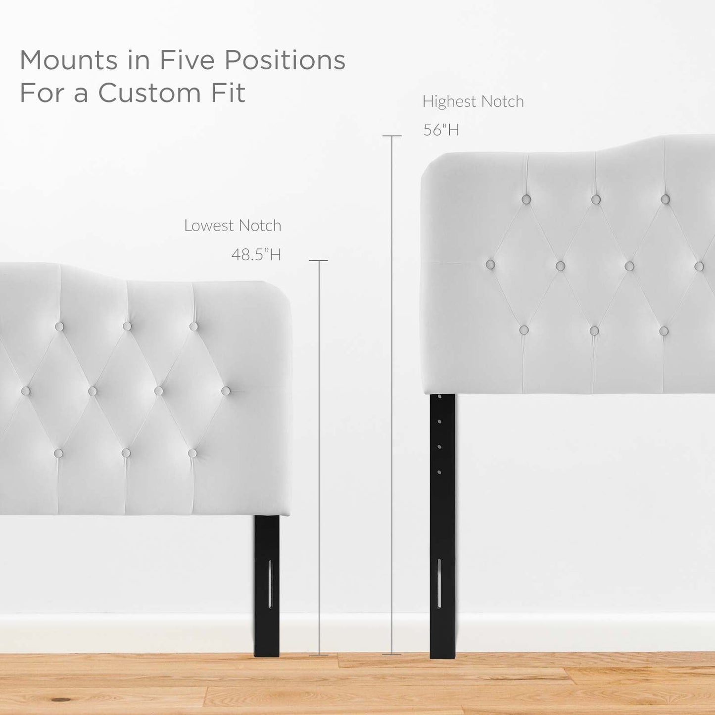 Annabel Queen Diamond Tufted Performance Velvet Headboard White MOD-6129-WHI