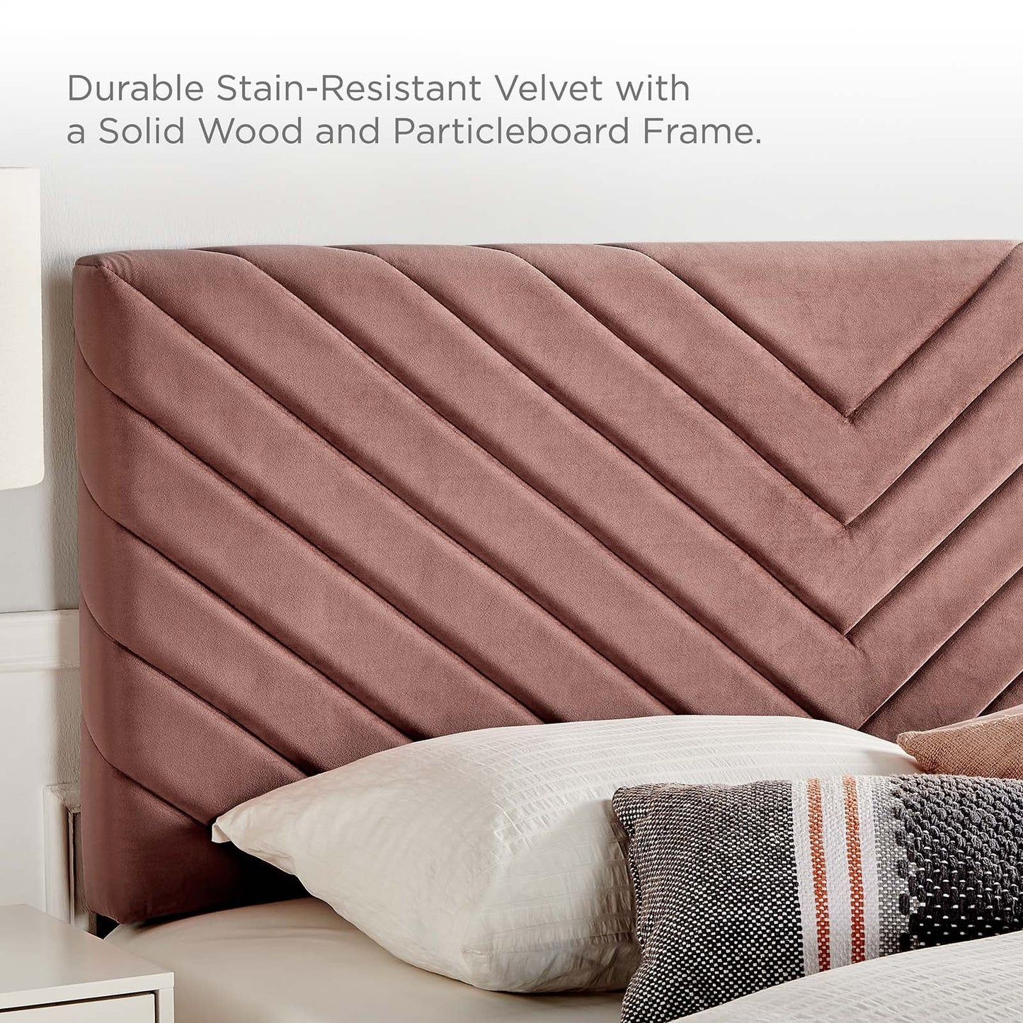 Alyson Angular Channel Tufted Performance Velvet Full / Queen Headboard Dusty Rose MOD-6144-DUS