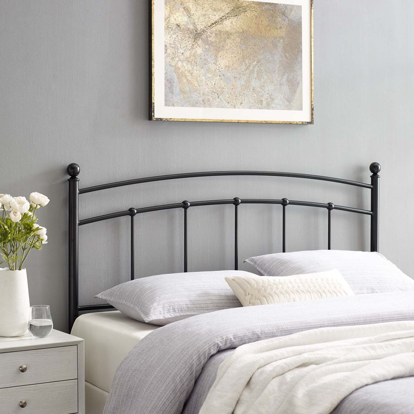 Abigail Queen Metal Headboard Black MOD-6158-BLK