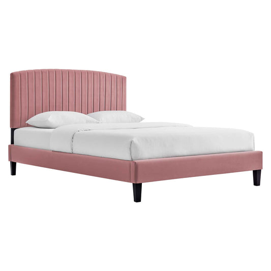 Alessi Performance Velvet Queen Platform Bed Dusty Rose MOD-6283-DUS
