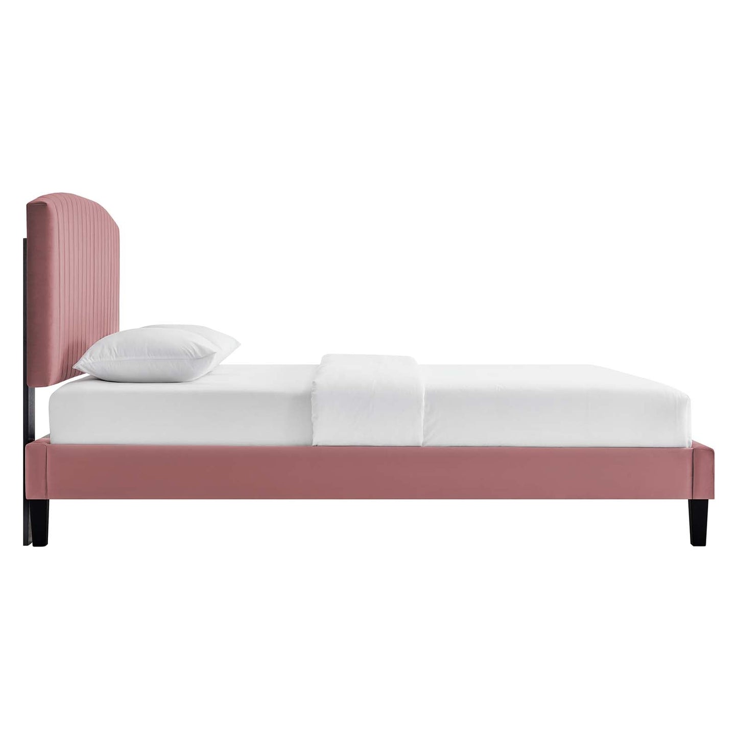 Alessi Performance Velvet Queen Platform Bed Dusty Rose MOD-6283-DUS