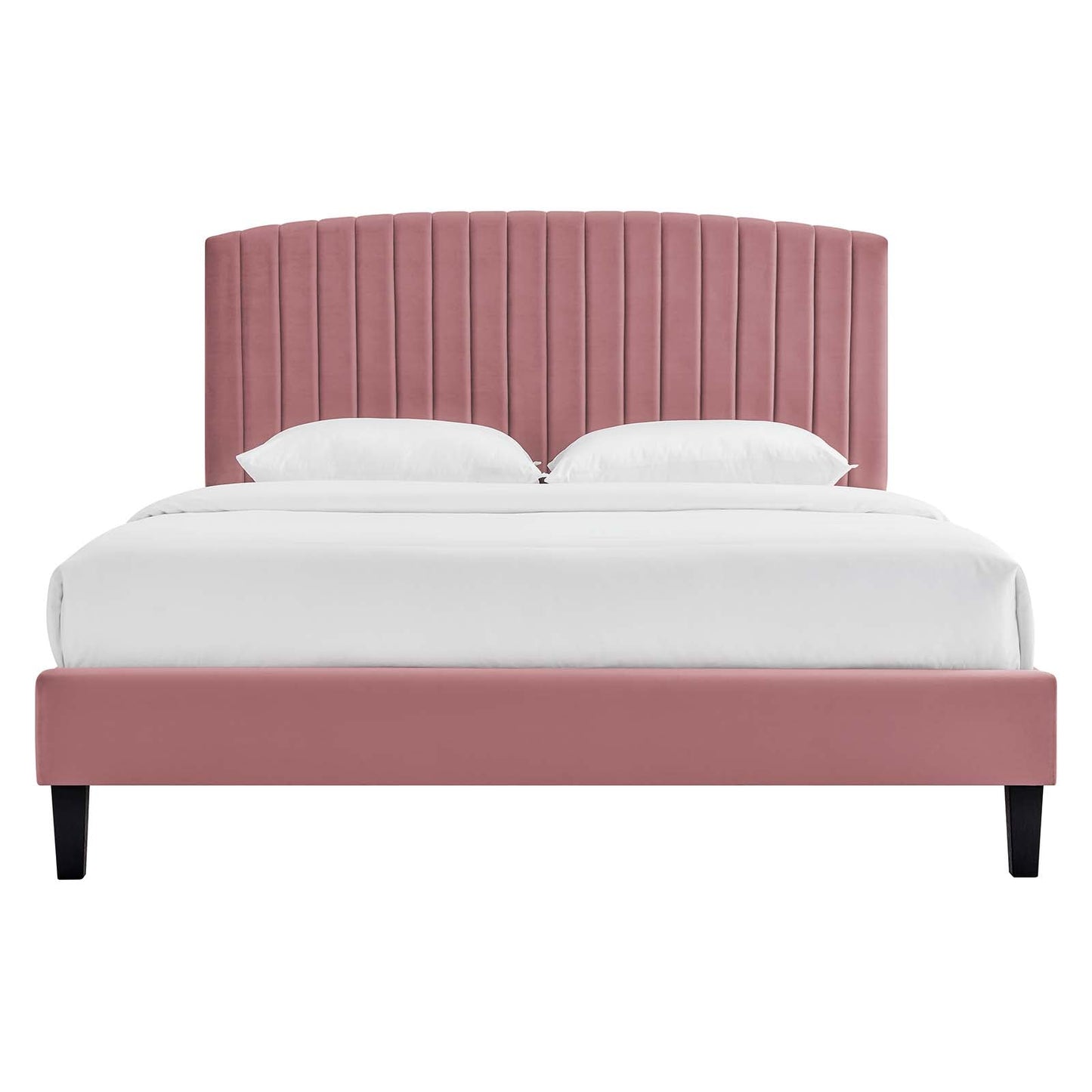 Alessi Performance Velvet Queen Platform Bed Dusty Rose MOD-6283-DUS