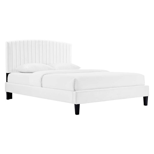 Alessi Performance Velvet Queen Platform Bed White MOD-6283-WHI