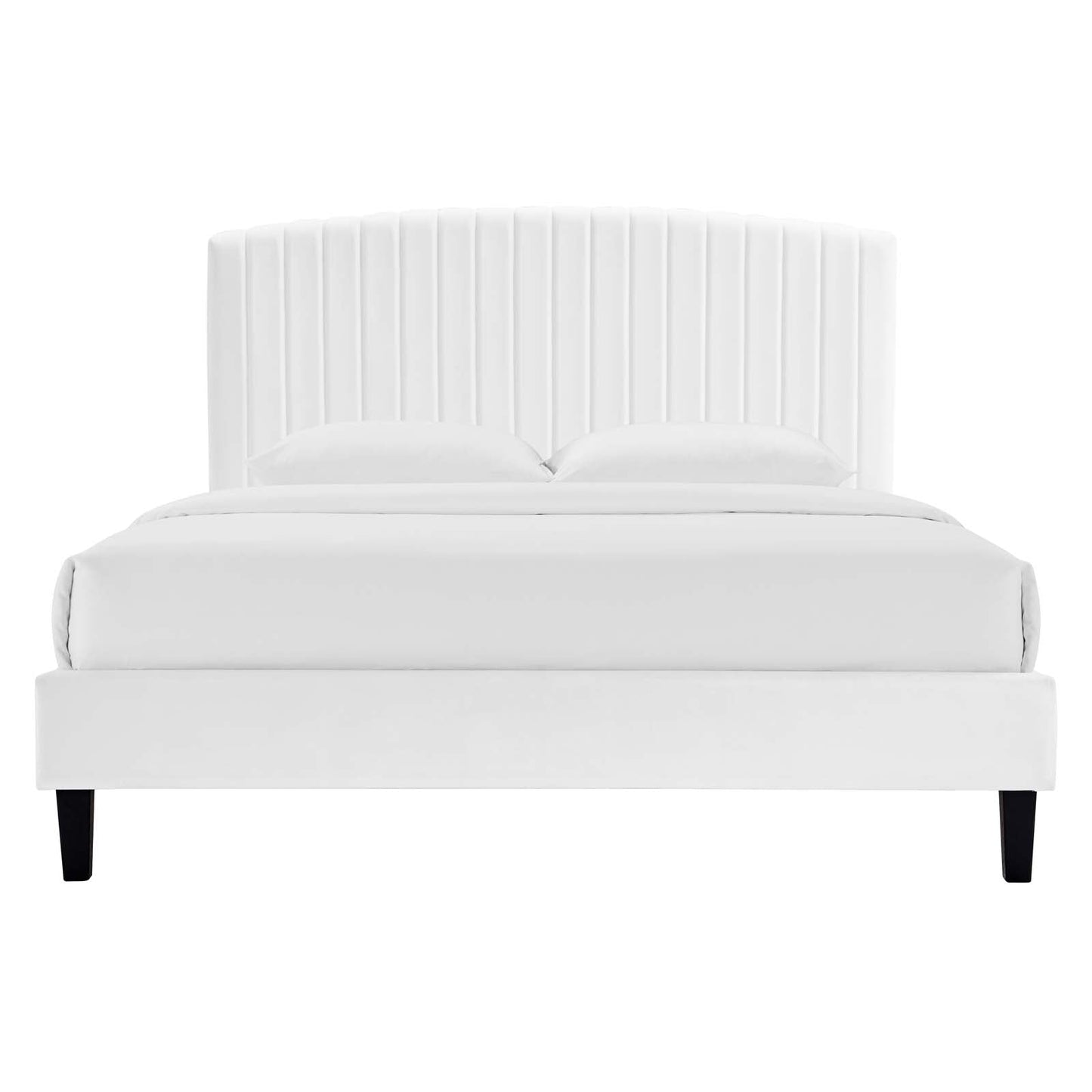 Alessi Performance Velvet Queen Platform Bed White MOD-6283-WHI