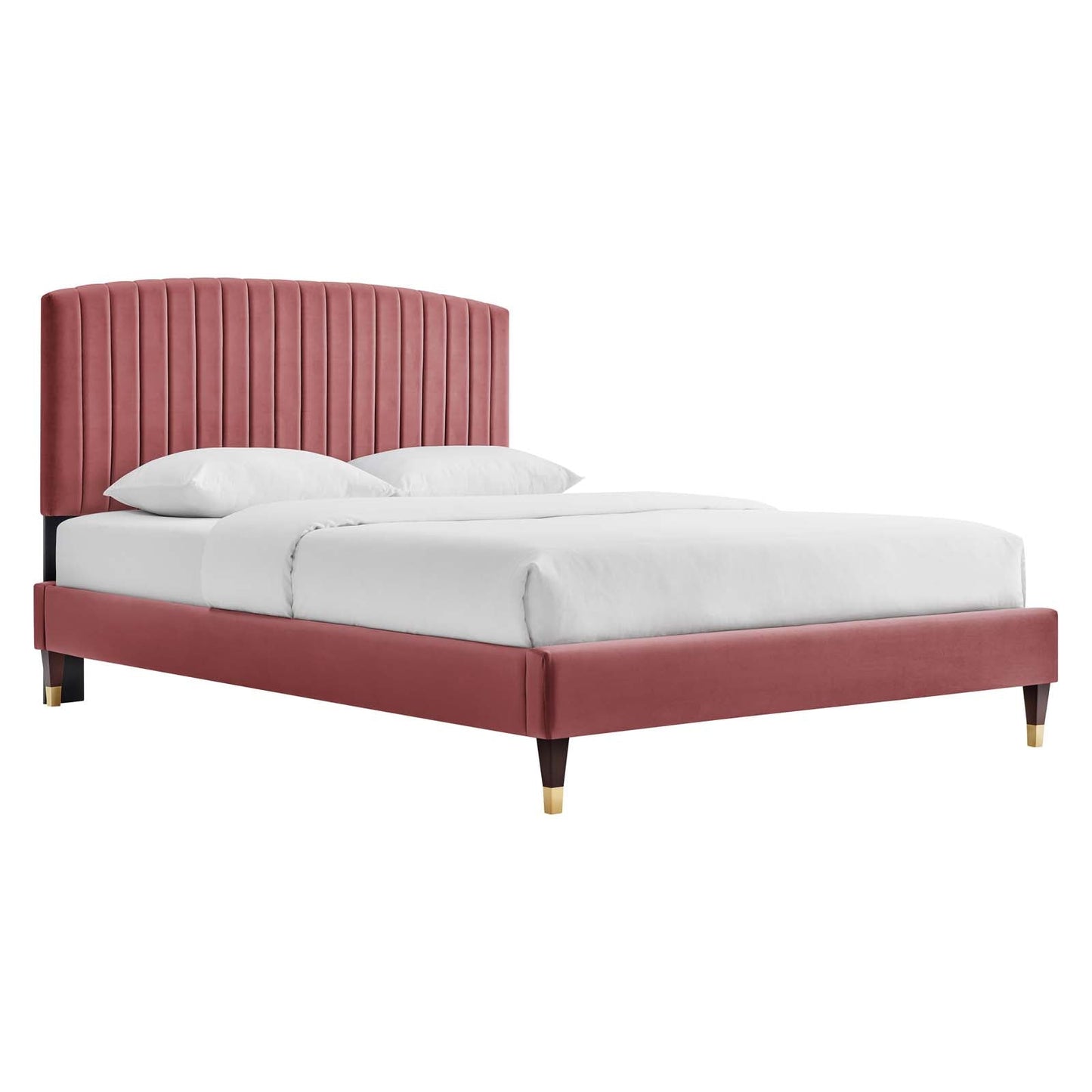 Alessi Performance Velvet Queen Platform Bed Dusty Rose MOD-6284-DUS