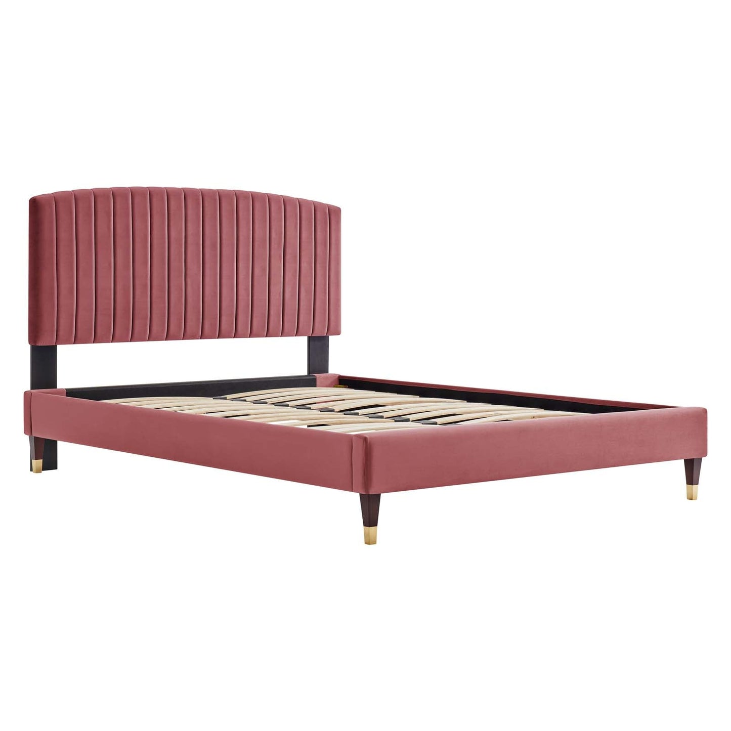 Alessi Performance Velvet Queen Platform Bed Dusty Rose MOD-6284-DUS