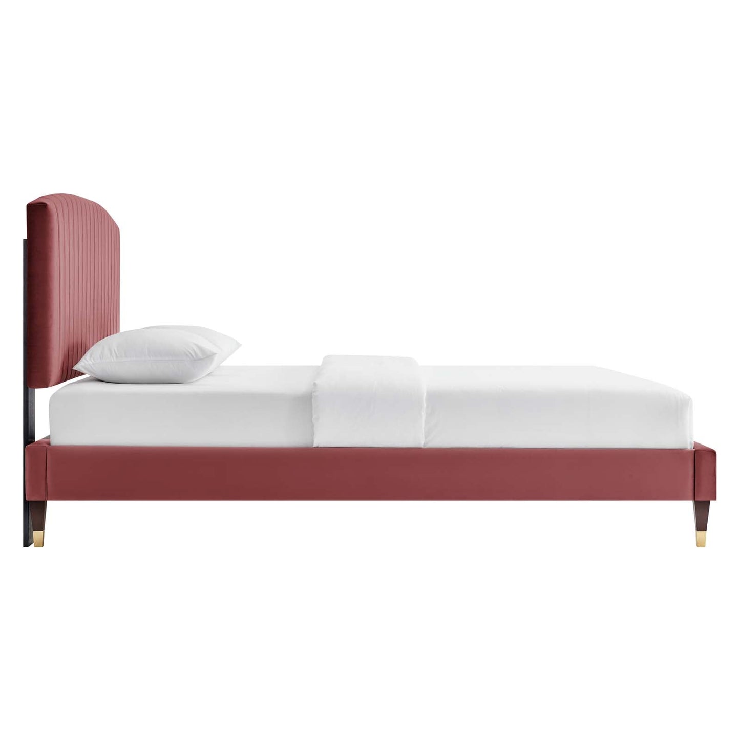 Alessi Performance Velvet Queen Platform Bed Dusty Rose MOD-6284-DUS