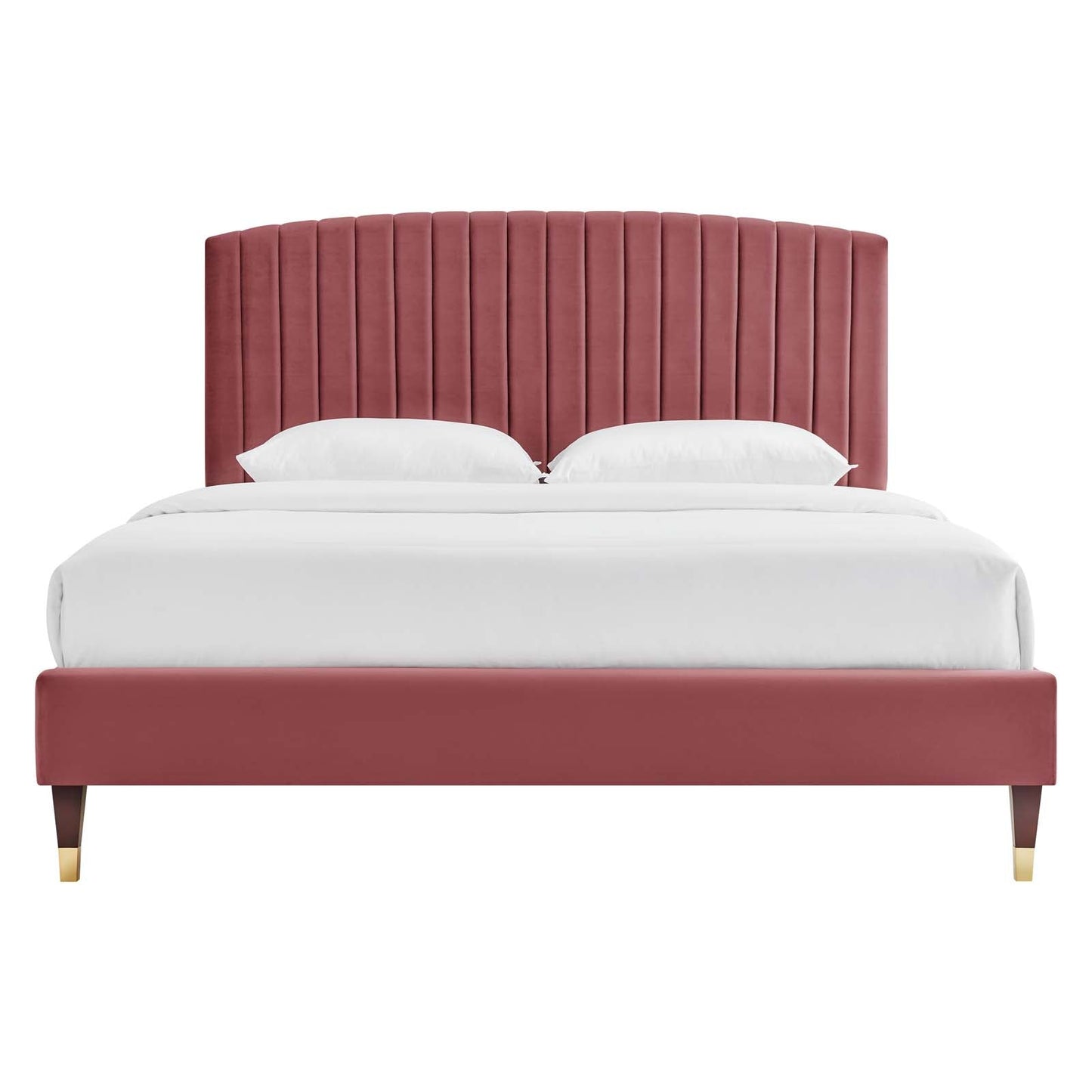 Alessi Performance Velvet Queen Platform Bed Dusty Rose MOD-6284-DUS