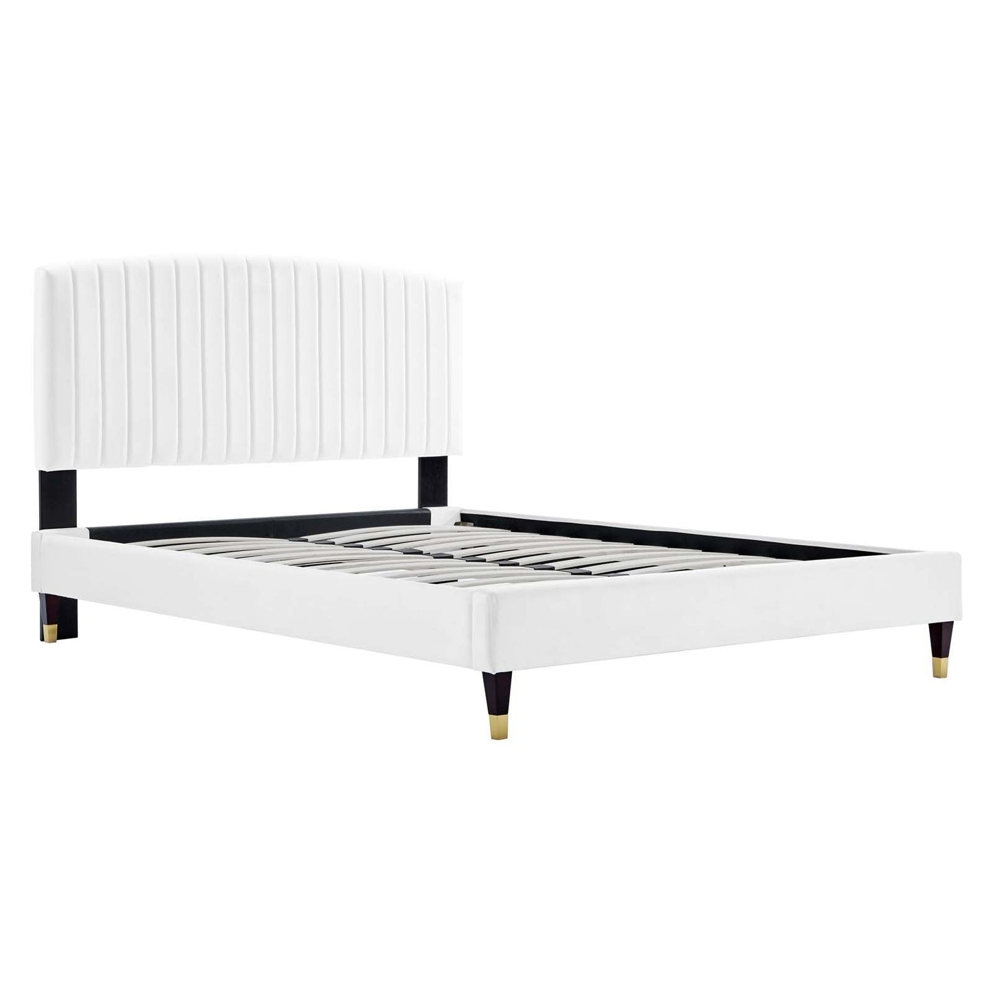 Alessi Performance Velvet Queen Platform Bed White MOD-6284-WHI