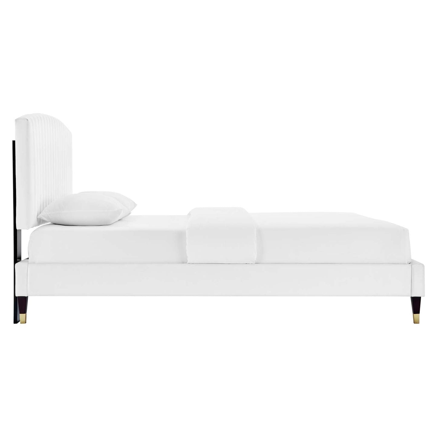 Alessi Performance Velvet Queen Platform Bed White MOD-6284-WHI