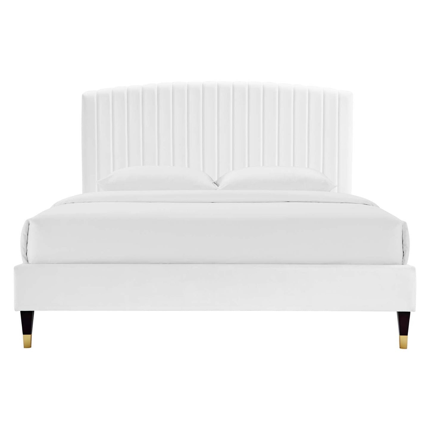Alessi Performance Velvet Queen Platform Bed White MOD-6284-WHI