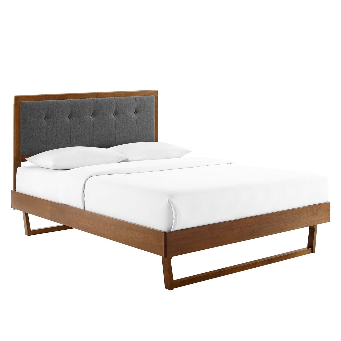 Willow Wood Platform Bed with Splayed Legs and Angular Frame