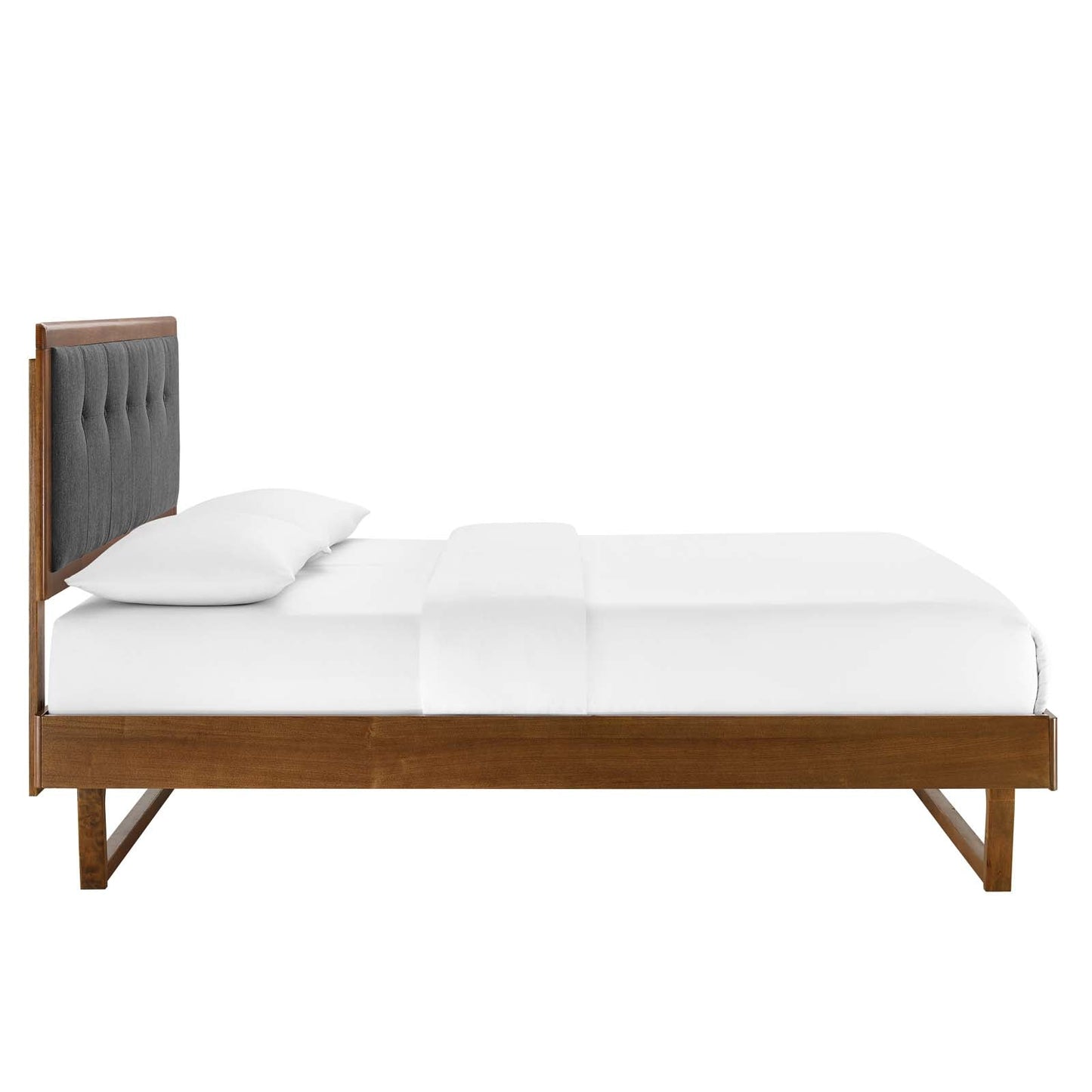 Willow Wood Platform Bed with Splayed Legs and Angular Frame