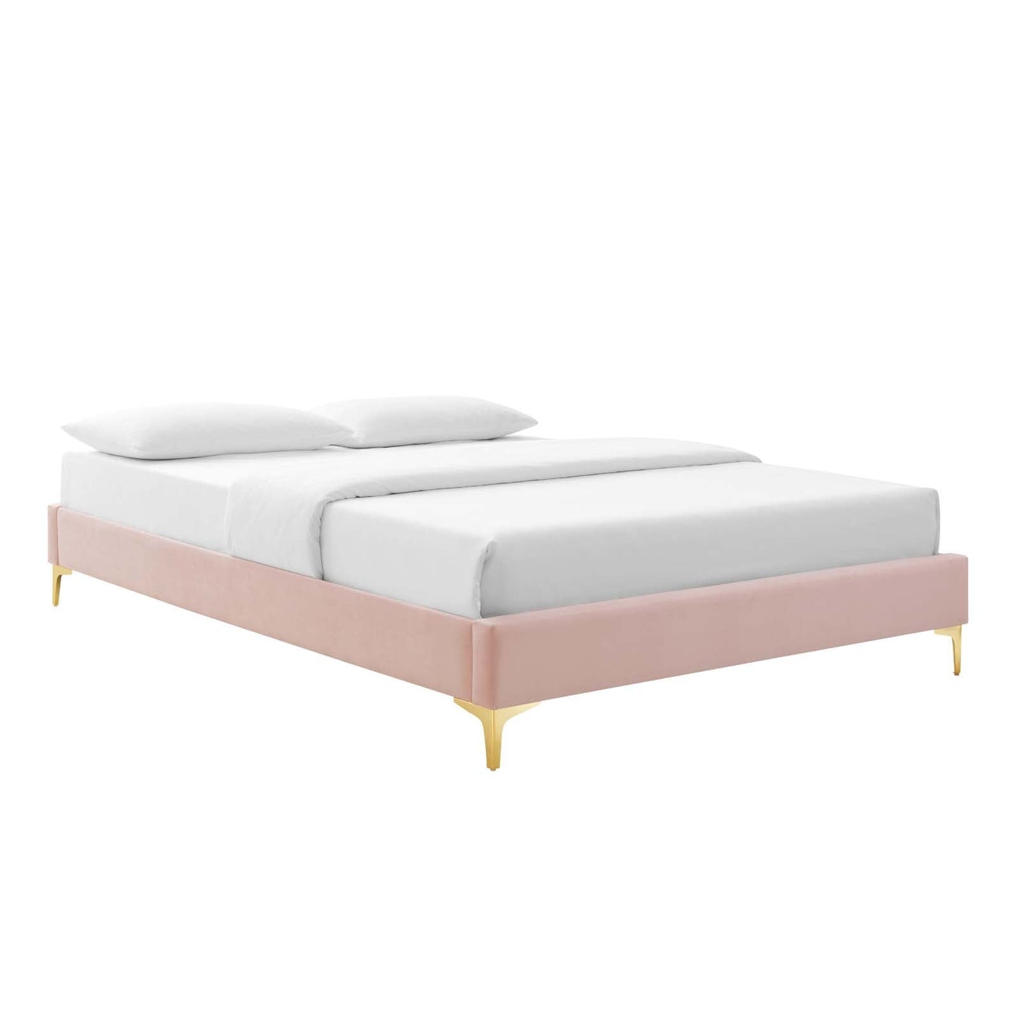 Amber Performance Velvet Queen Platform Bed Pink MOD-6775-PNK