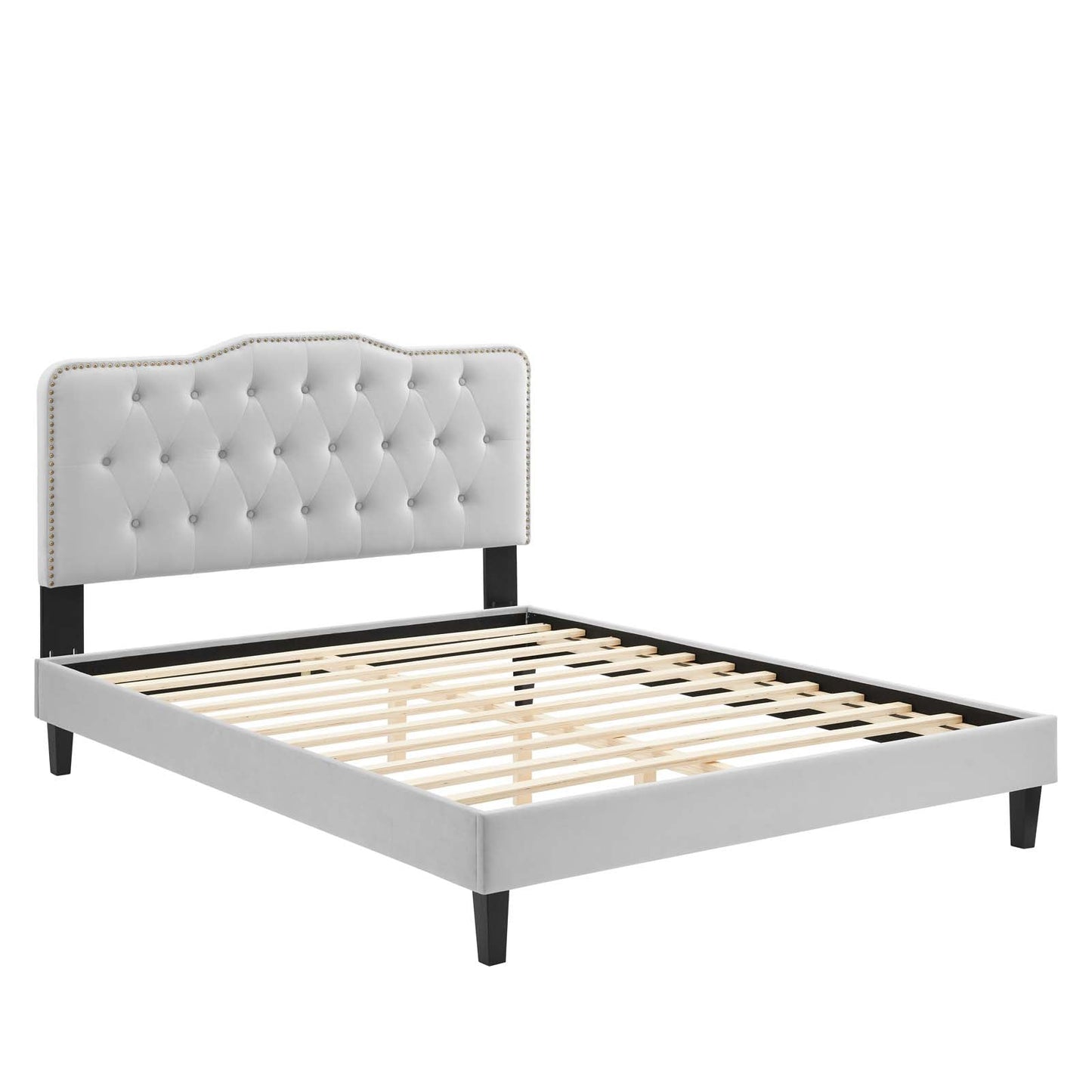 Amber Performance Velvet Twin Platform Bed Light Gray MOD-6780-LGR