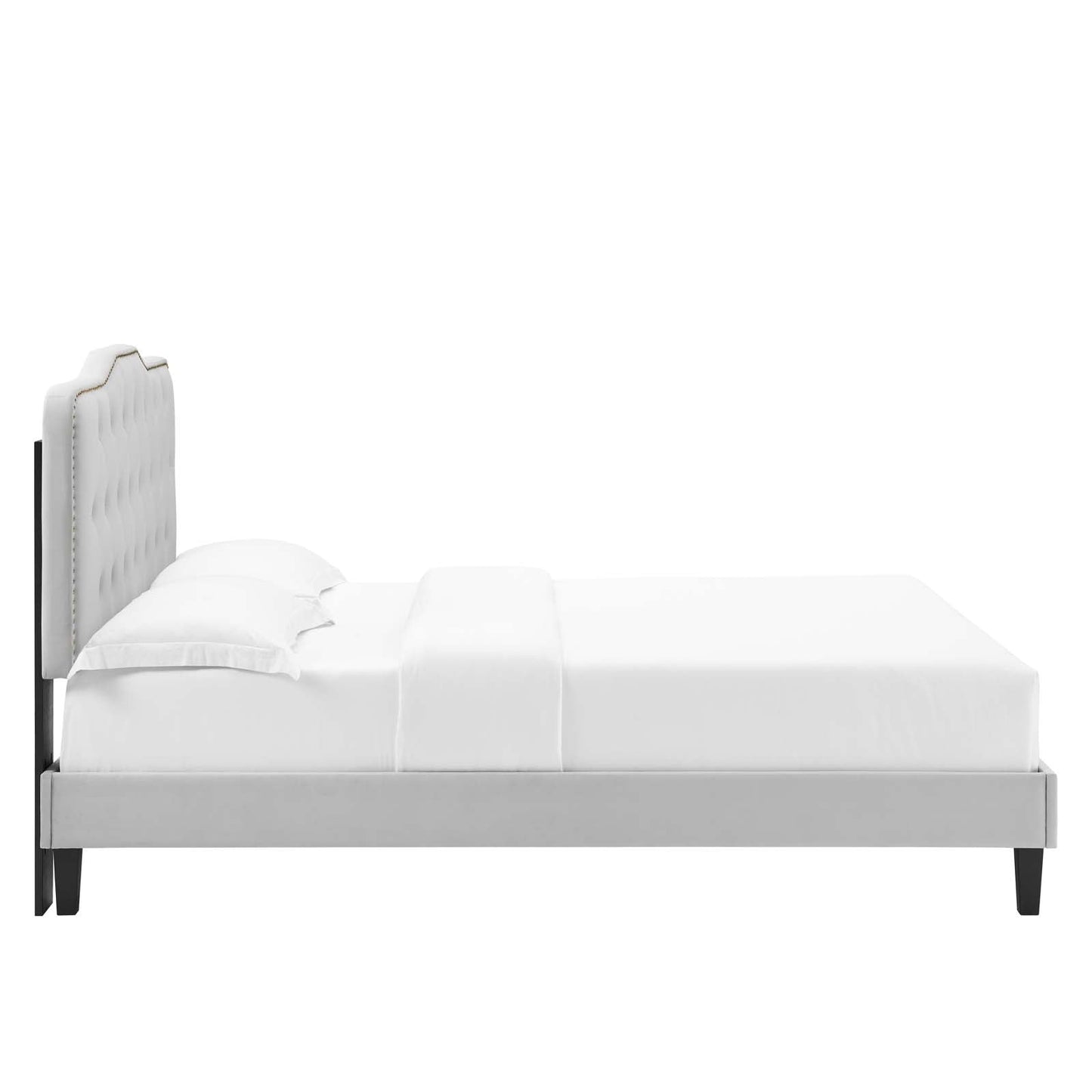 Amber Performance Velvet Twin Platform Bed Light Gray MOD-6780-LGR
