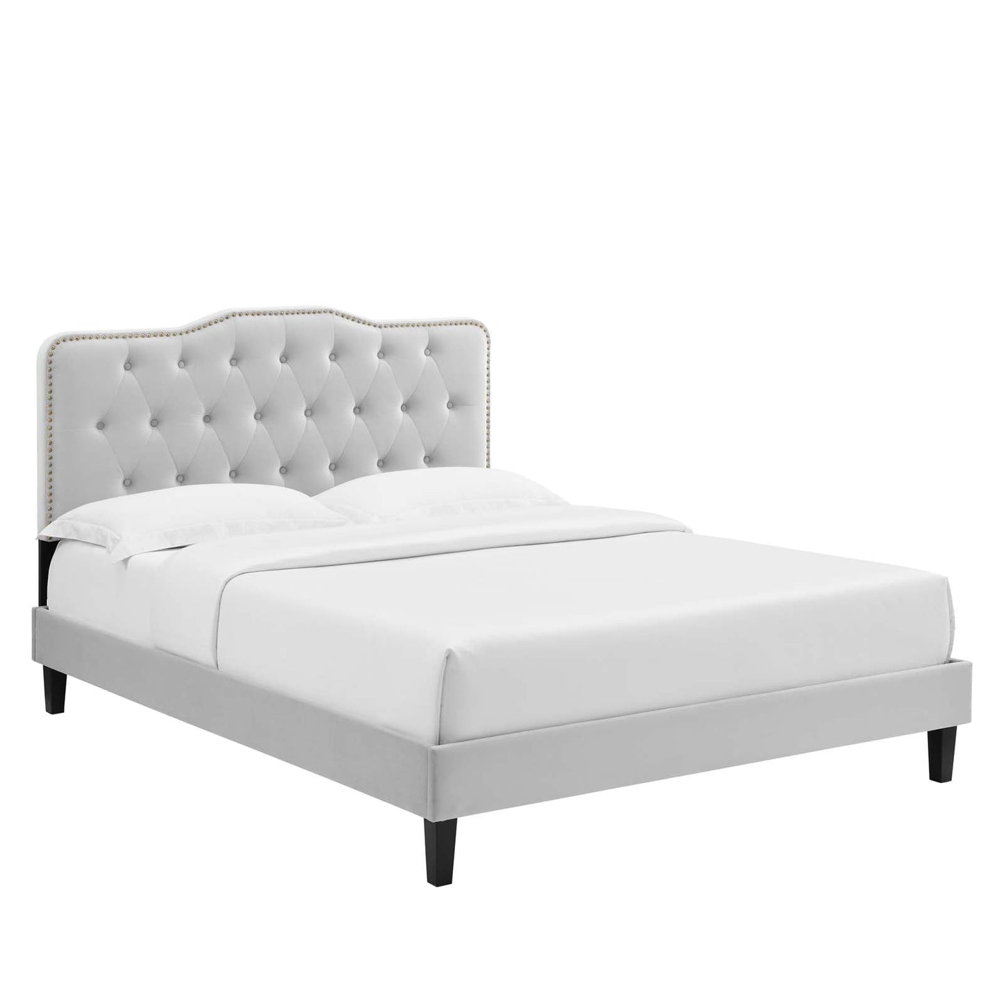 Amber Tufted Performance Velvet King Platform Bed Light Gray MOD-6786-LGR