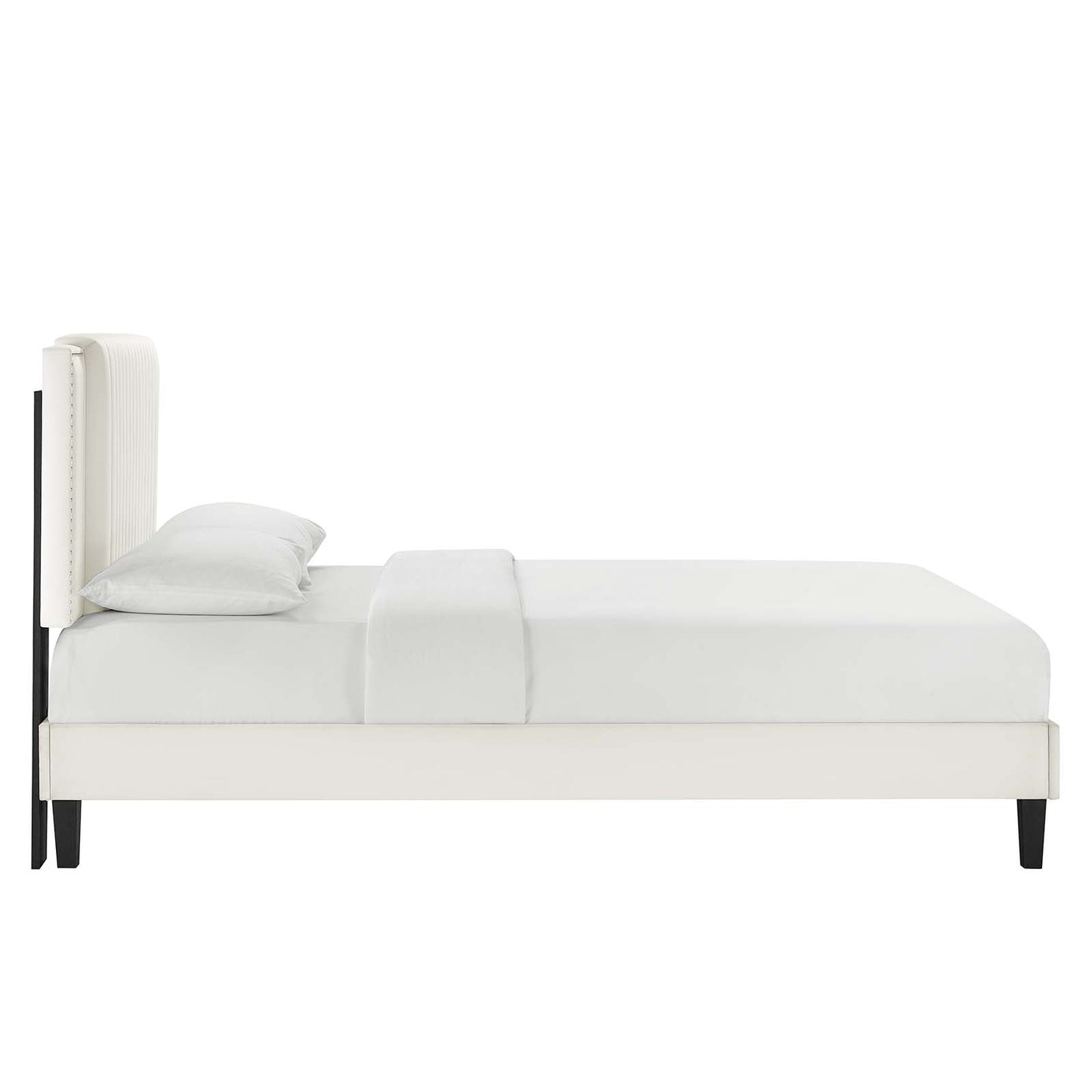 Zahra Channel Tufted Performance Velvet Full Platform Bed White MOD-7002-WHI