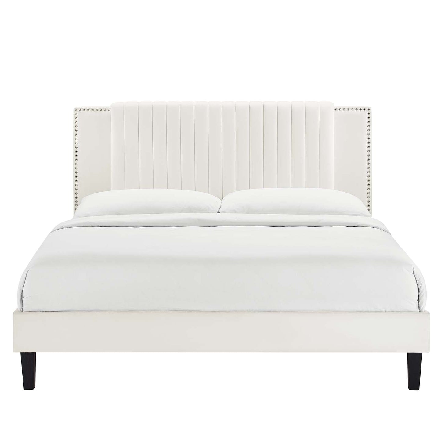 Zahra Channel Tufted Performance Velvet Full Platform Bed White MOD-7002-WHI