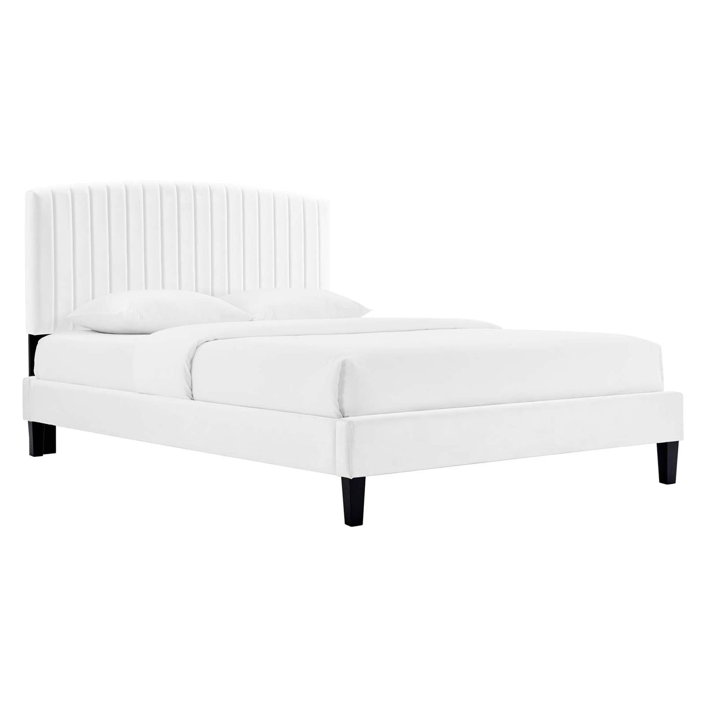 Alessi Performance Velvet Full Platform Bed White MOD-7037-WHI