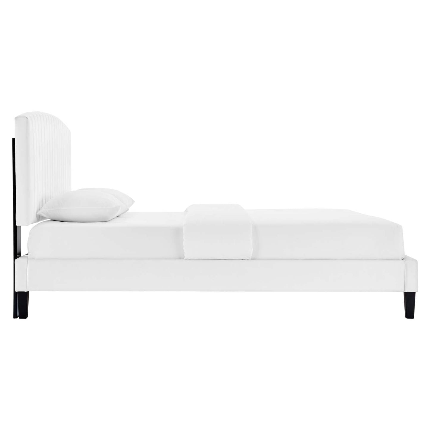 Alessi Performance Velvet Full Platform Bed White MOD-7037-WHI