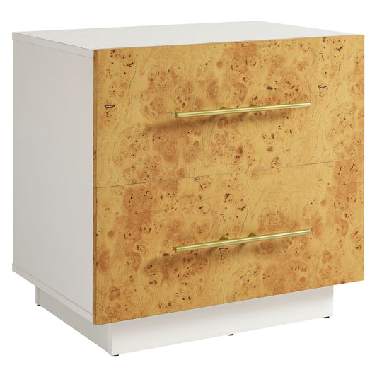 Abel 2-Drawer Burl Wood Nightstand by Modway MOD-7159-WHI-BUR