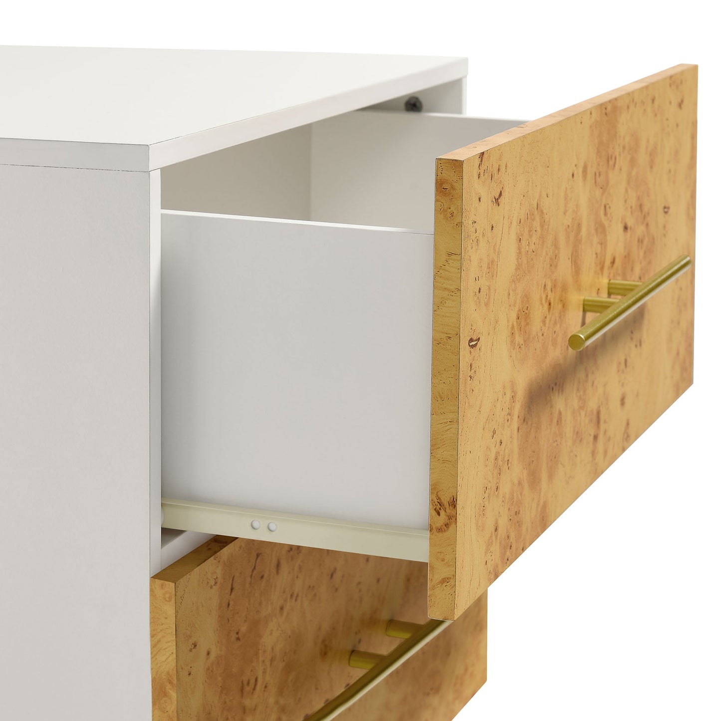 Abel 2-Drawer Burl Wood Nightstand by Modway MOD-7159-WHI-BUR