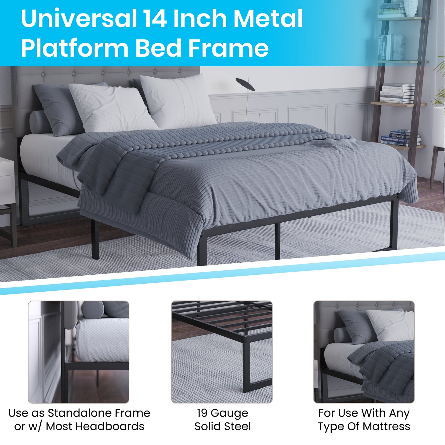 14 Inch Full Metal Bed Frame XU-BD10001-GG