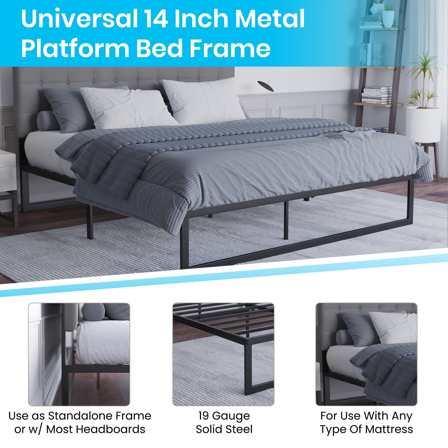 14 Inch Full Metal Bed Frame XU-BD10001-GG