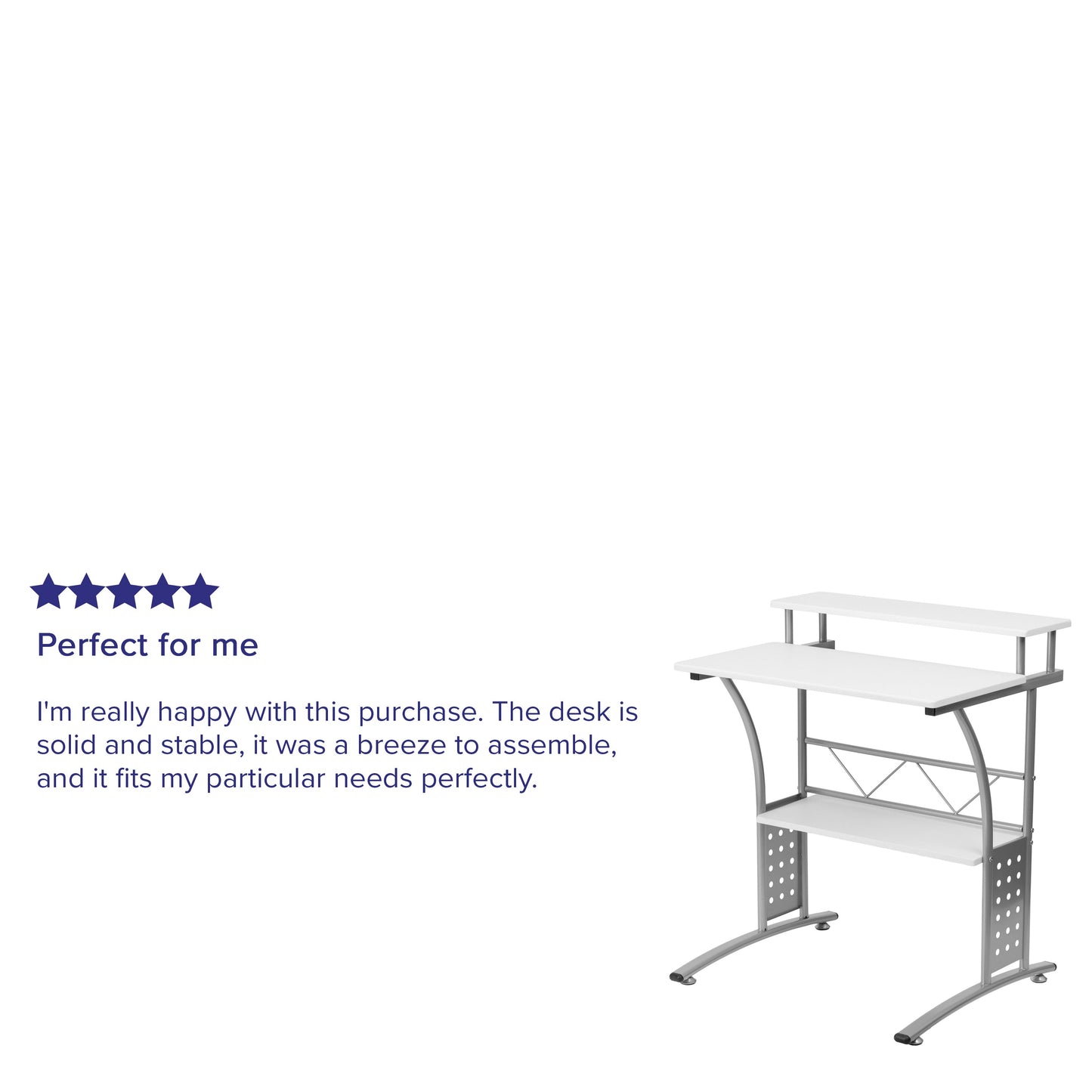 White Perforated Panel Desk NAN-CLIFTON-WH-GG
