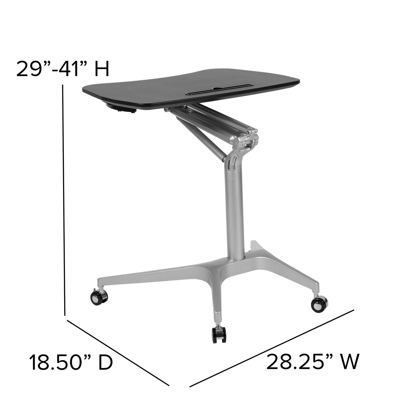 Black Mobile Sit to Stand Desk NAN-IP-10-BK-GG