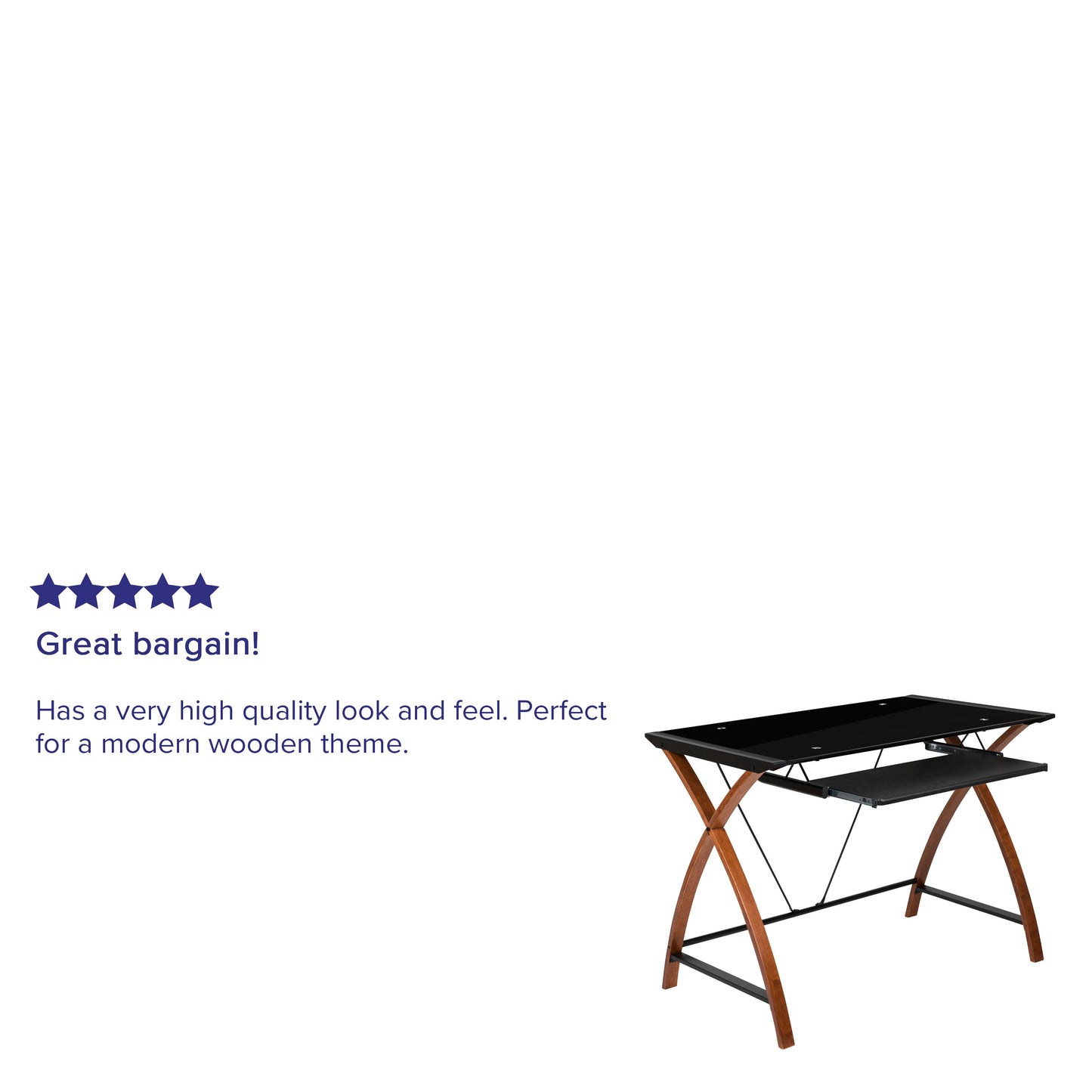 Black Glass Computer Desk NAN-JN-2824S-BK-GG