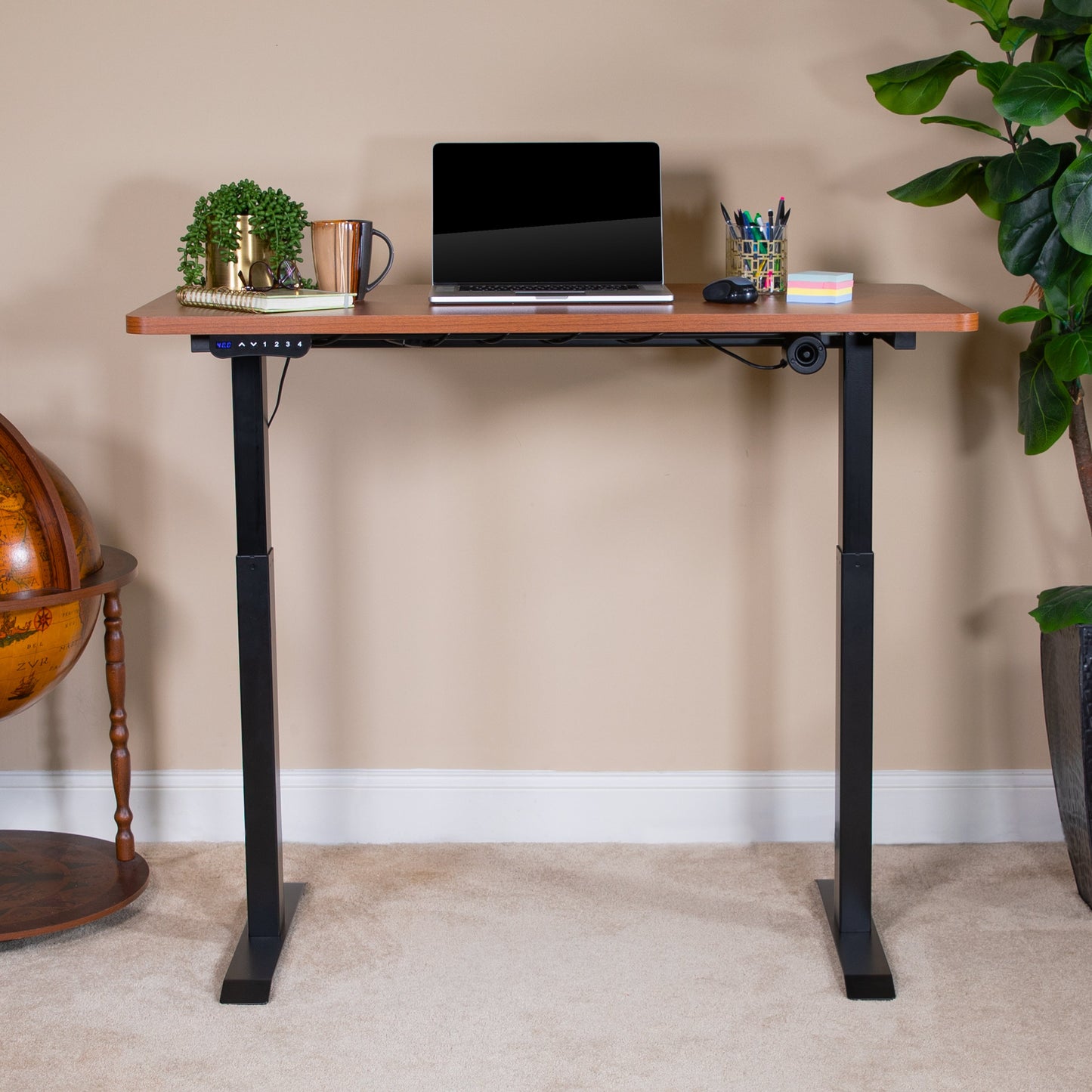 Mahogany Electric Stand Desk NAN-TG-2046-R-GG