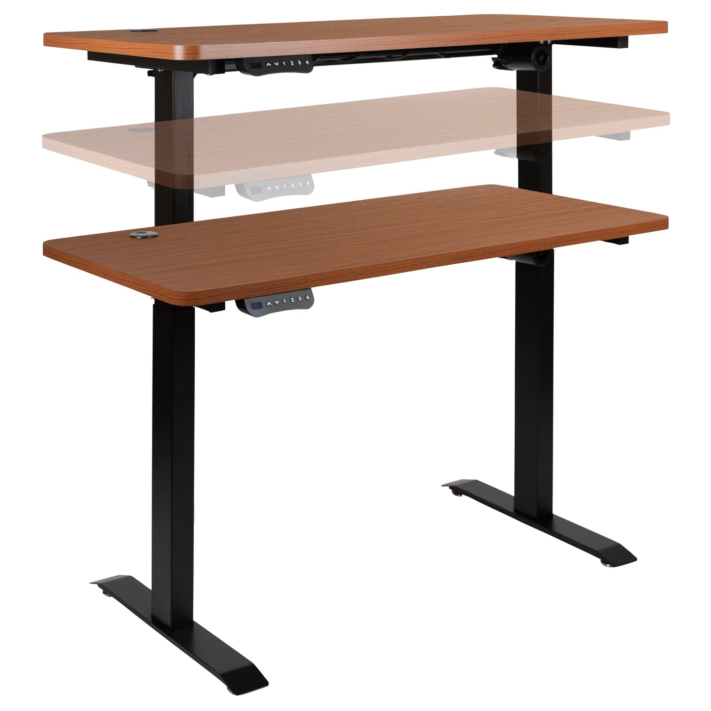 Mahogany Electric Stand Desk NAN-TG-2046-R-GG