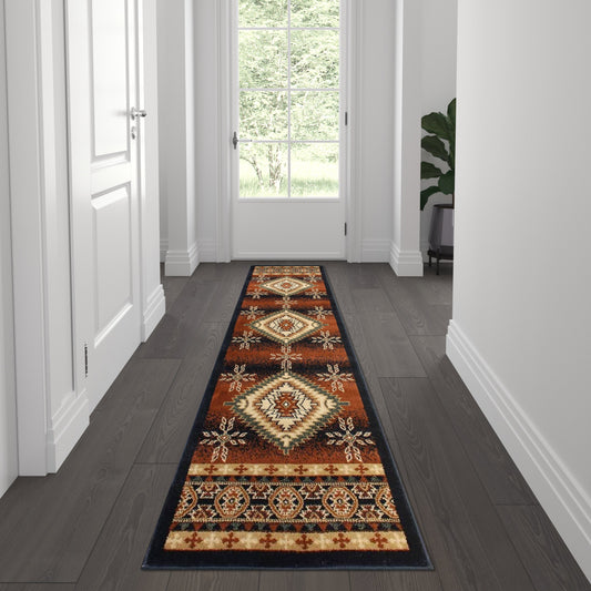 Black 2x7 Southwest Area Rug NR-RG170-27-BK-GG