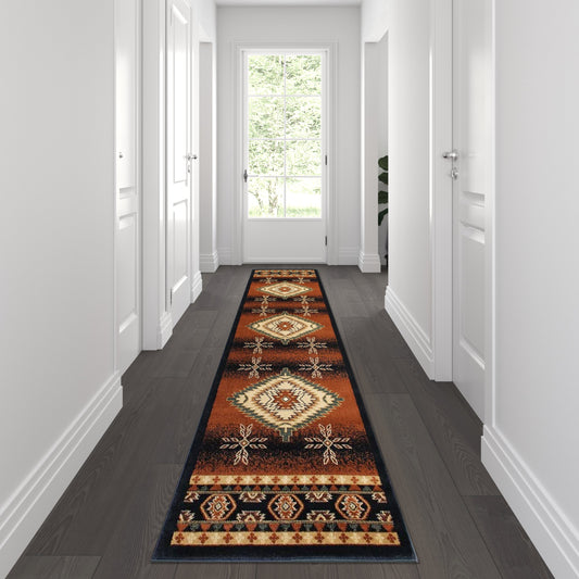 Black 3x10 Southwest Area Rug NR-RG211-310-BK-GG