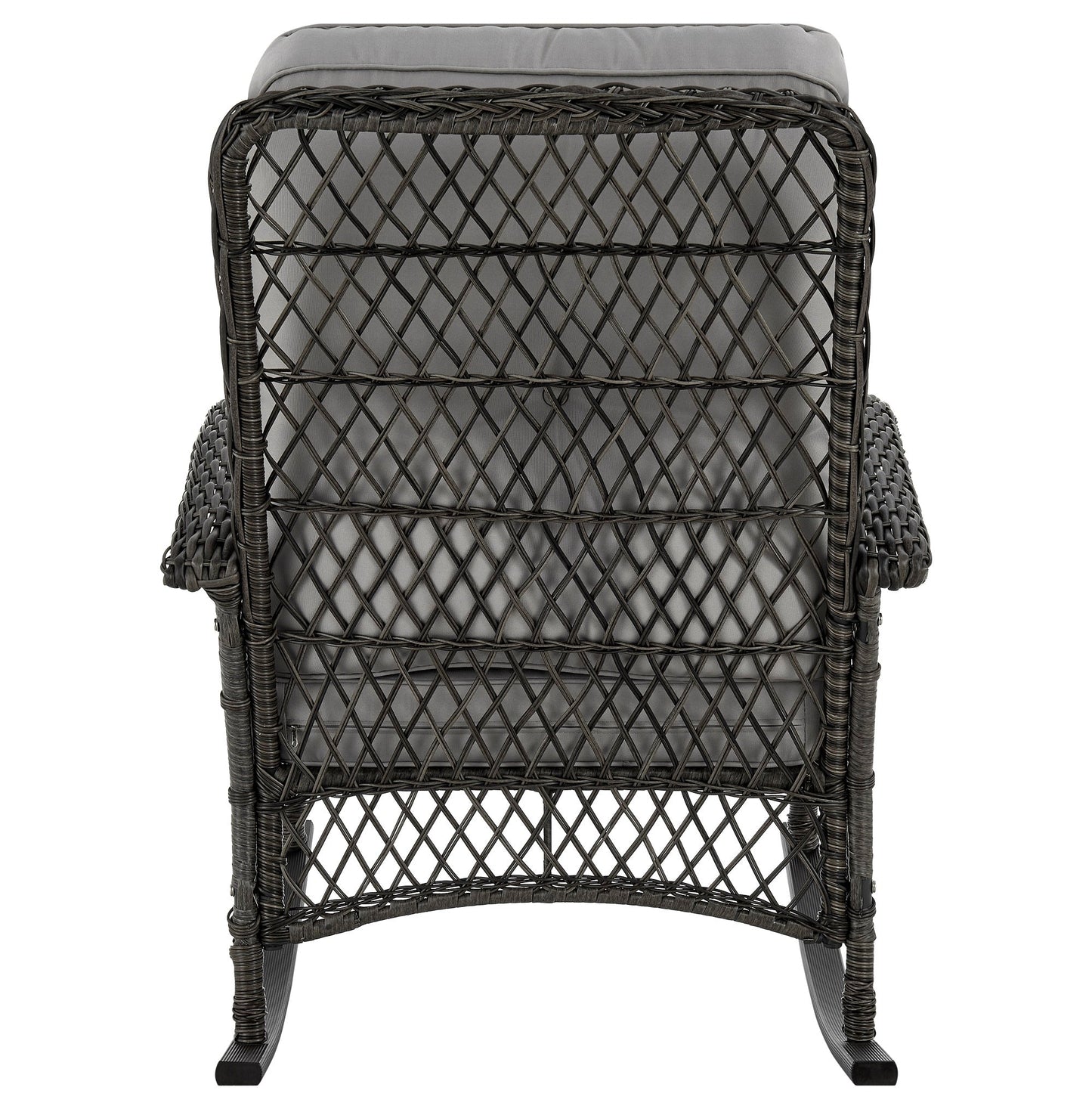 Manhattan Comfort Furttuo Steel Rattan Outdoor Rocking Chair with Cushions in Grey OD-CV017-GY