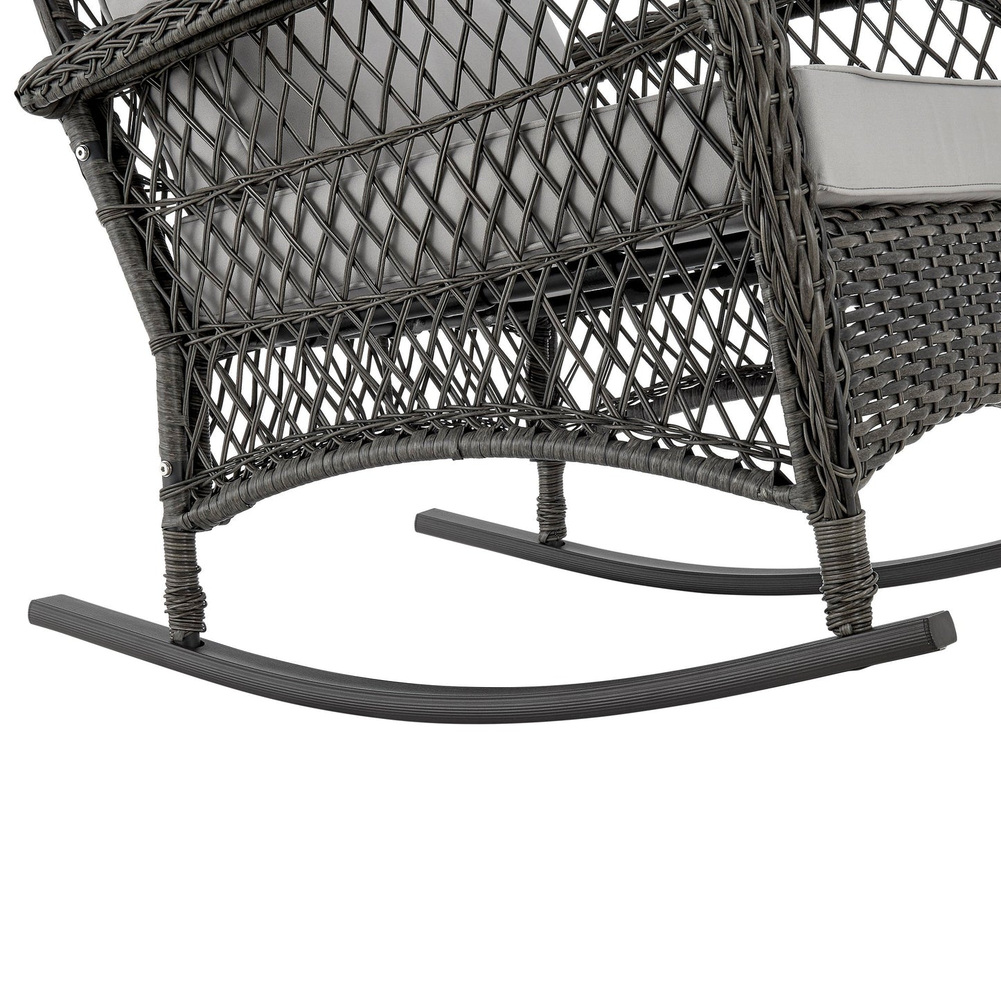 Manhattan Comfort Furttuo Steel Rattan Outdoor Rocking Chair with Cushions in Grey OD-CV017-GY