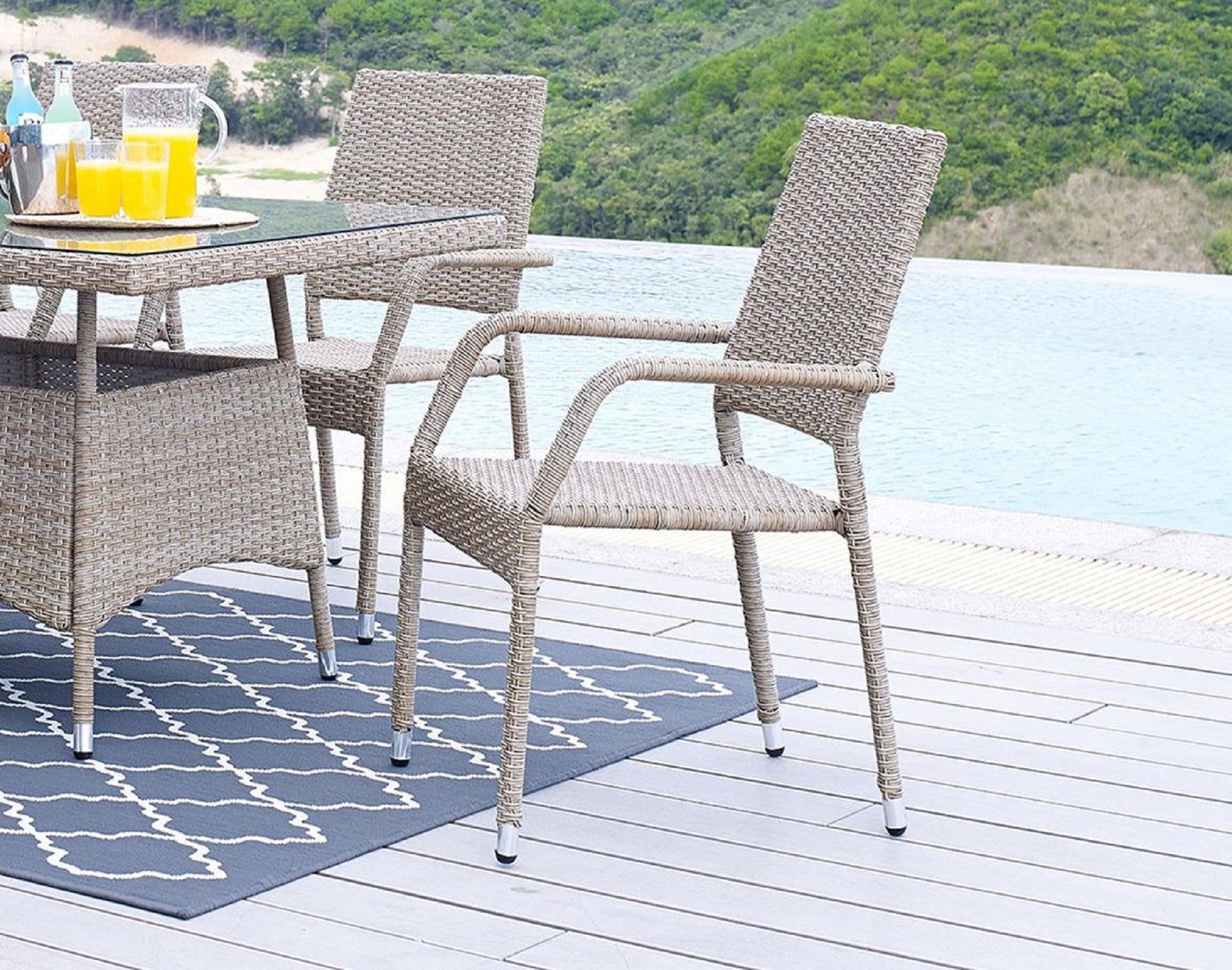 Manhattan Comfort Genoa Patio Dining Armchair in Nature Tan Weave OD-DC002-NE