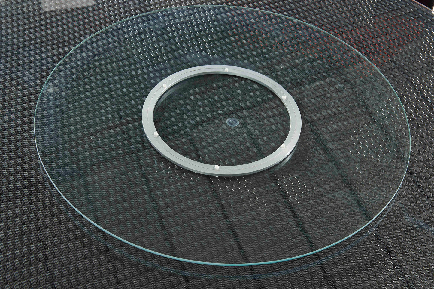 Manhattan Comfort Nightingdale Black 7-Piece Rattan Outdoor Dining Set with Cream and White Cushions OD-DS001-CR