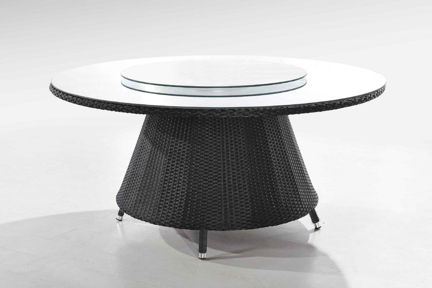 Manhattan Comfort Nightingdale Black 7-Piece Rattan Outdoor Dining Set with Green Cushions OD-DS001-GR