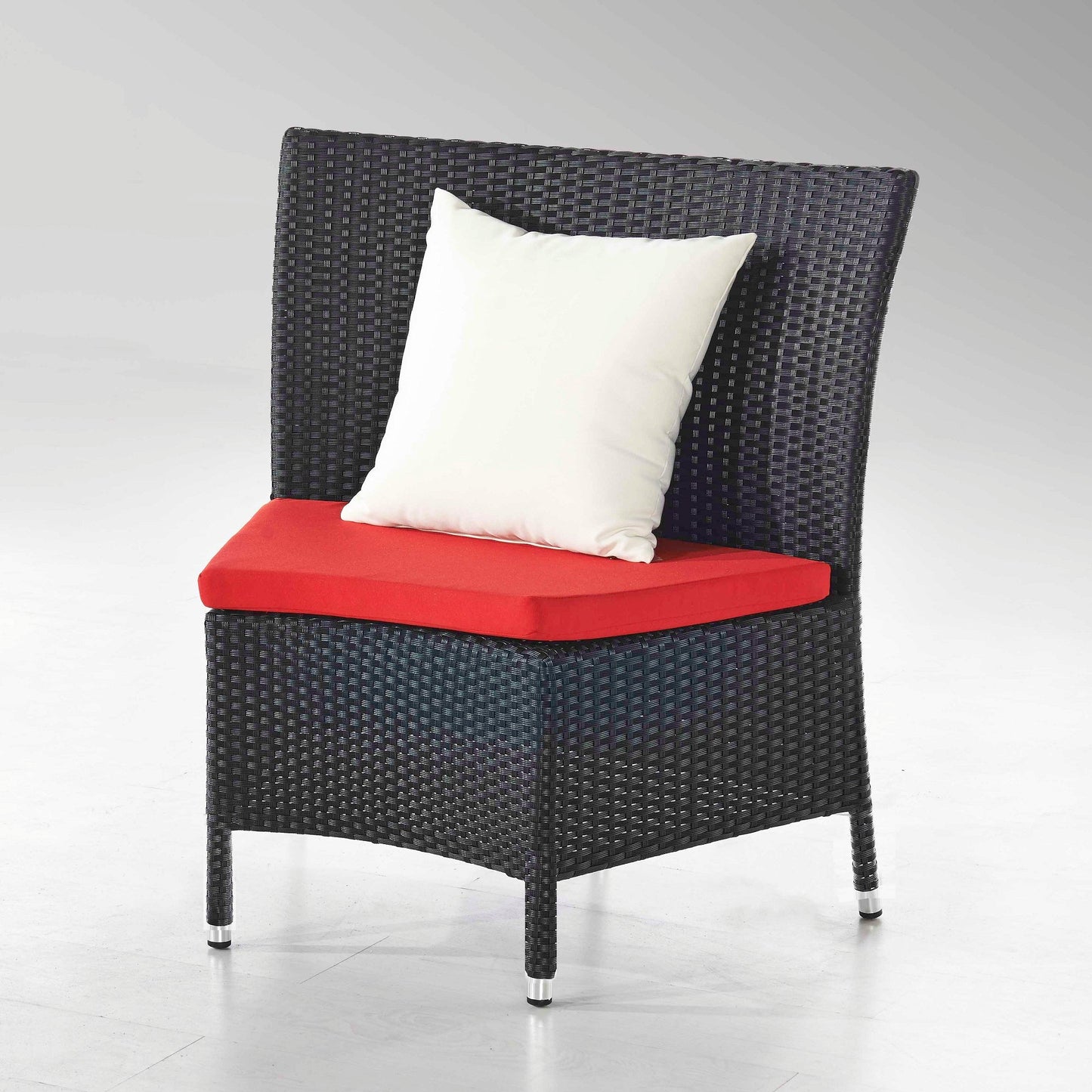 Manhattan Comfort Nightingdale Black 7-Piece Rattan Outdoor Dining Set with Red and White Cushions OD-DS001-RD