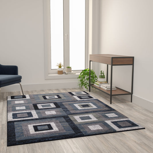 5x7 Blue Geometric Rug OK-HCF-7146ATUR-57-BL-GG